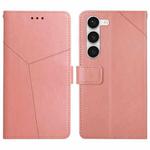 For Samsung Galaxy S23+ 5G HT01 Y-shaped Pattern Flip Leather Phone Case(Pink)
