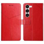 For Samsung Galaxy S23+ 5G HT01 Y-shaped Pattern Flip Leather Phone Case(Red)