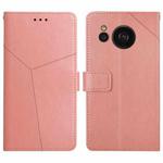 For Sharp Aquos Sense7 SH-V48 HT01 Y-shaped Pattern Flip Leather Phone Case(Pink)