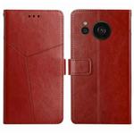 For Sharp Aquos Sense7 SH-V48 HT01 Y-shaped Pattern Flip Leather Phone Case(Brown)