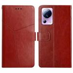 For Xiaomi 12 Lite NE HT01 Y-shaped Pattern Flip Leather Phone Case(Brown)