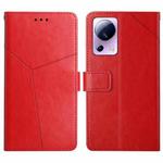 For Xiaomi 12 Lite NE HT01 Y-shaped Pattern Flip Leather Phone Case(Red)