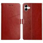 For Samsung Galaxy A04E HT01 Y-shaped Pattern Flip Leather Phone Case(Brown)