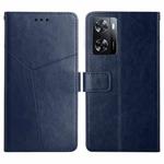 For OnePlus Nord N300 HT01 Y-shaped Pattern Flip Leather Phone Case(Blue)