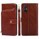 For Xiaomi Poco M5 4G Zipper Bag Leather Phone Case(Brown)