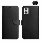 For Motorola Moto E22 4G Genuine Leather Fingerprint-proof Flip Phone Case(Black)