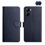 For Realme 10 4G Genuine Leather Fingerprint-proof Flip Phone Case(Blue)