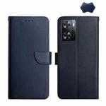 For OnePlus Nord N300 Genuine Leather Fingerprint-proof Flip Phone Case(Blue)