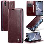 For iPhone XR CaseMe 003 Crazy Horse Texture Leather Phone Case(Wine Red)