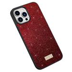 For iPhone 14 Pro SULADA PC+TPU Leather Glitter Phone Case(Red)