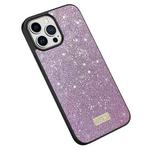 For iPhone 14 Pro SULADA PC+TPU Leather Glitter Phone Case(Purple)