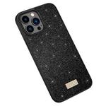 For iPhone 14 Pro Max SULADA PC+TPU Leather Glitter Phone Case(Black)