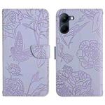 For Realme 10 4G HT03 Skin Feel Butterfly Embossed Flip Leather Phone Case(Purple)