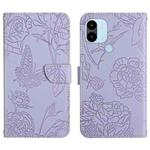 For Xiaomi Redmi A1+ HT03 Skin Feel Butterfly Embossed Flip Leather Phone Case(Purple)