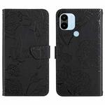 For Xiaomi Redmi A1+ HT03 Skin Feel Butterfly Embossed Flip Leather Phone Case(Black)