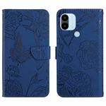 For Xiaomi Redmi A1+ HT03 Skin Feel Butterfly Embossed Flip Leather Phone Case(Blue)