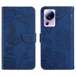 For Xiaomi 12 Lite NE HT03 Skin Feel Butterfly Embossed Flip Leather Phone Case(Blue)