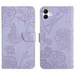 For Samsung Galaxy A04E HT03 Skin Feel Butterfly Embossed Flip Leather Phone Case(Purple)