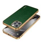 For iPhone 14 Pro SULADA Shockproof TPU + Handmade Leather Phone Case(Green)