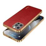 For iPhone 14 Pro SULADA Shockproof TPU + Handmade Leather Phone Case(Red)