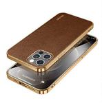 For iPhone 14 Pro SULADA Shockproof TPU + Handmade Leather Phone Case(Borwn)