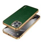 For iPhone 14 Pro Max SULADA Shockproof TPU + Handmade Leather Phone Case(Green)