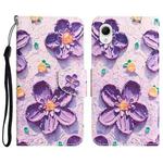 For Samsung Galaxy A23e Colored Drawing Leather Phone Case(Purple Flower)