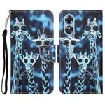 For OPPO A17 Colored Drawing Leather Phone Case(Giraffes)