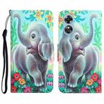 For OPPO A17 Colored Drawing Leather Phone Case(Elephant)