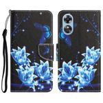 For OPPO A17 Colored Drawing Leather Phone Case(Blue Butterfly)