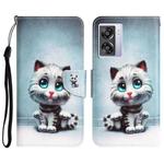 For OPPO A57 2022 Colored Drawing Leather Phone Case(Blue Eyes)