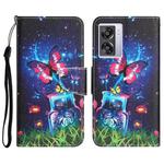 For OPPO A57 2022 Colored Drawing Leather Phone Case(Bottle Butterfly)