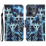 For OPPO Reno8 Colored Drawing Leather Phone Case(Giraffes)