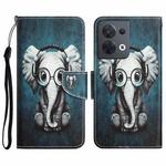 For OPPO Reno8 Colored Drawing Leather Phone Case(Earphone Elephant)