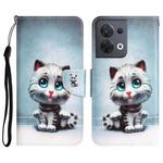 For OPPO Reno8 Colored Drawing Leather Phone Case(Blue Eyes)