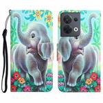 For OPPO Reno8 Colored Drawing Leather Phone Case(Elephant)