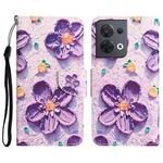 For OPPO Reno8 Colored Drawing Leather Phone Case(Purple Flower)