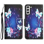 For Samsung Galaxy S23 5G Colored Drawing Leather Phone Case(Butterfly)