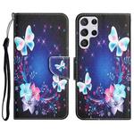 For Samsung Galaxy S23 Ultra 5G Colored Drawing Leather Phone Case(Butterfly)