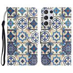 For Samsung Galaxy S23 Ultra 5G Colored Drawing Leather Phone Case(Vintage Totem)