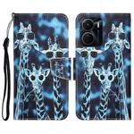 For vivo Y16 Colored Drawing Leather Phone Case(Giraffes)