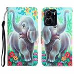 For vivo Y16 Colored Drawing Leather Phone Case(Elephant)