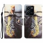 For vivo Y22s Colored Drawing Leather Phone Case(Tiger)