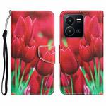For vivo Y22s Colored Drawing Leather Phone Case(Tulips)