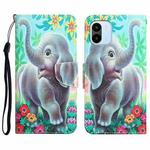 For Xiaomi Redmi A1 Colored Drawing Leather Phone Case(Elephant)