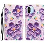 For Xiaomi Redmi A1 Colored Drawing Leather Phone Case(Purple Flower)