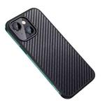 For iPhone 14 SULADA Carbon Fiber Textured Shockproof Metal + TPU Frame Case(Dark Green)