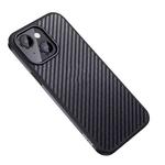 For iPhone 14 SULADA Carbon Fiber Textured Shockproof Metal + TPU Frame Case(Black)