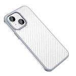 For iPhone 14 Plus SULADA Carbon Fiber Textured Shockproof Metal + TPU Frame Case(Silver)
