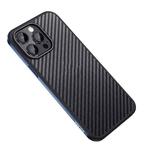 For iPhone 14 Pro SULADA Carbon Fiber Textured Shockproof Metal + TPU Frame Case(Dark Blue)